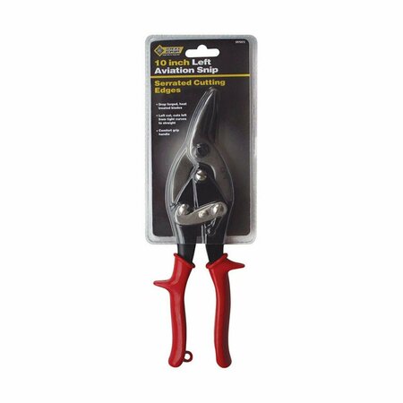 PROTECTIONPRO 10 in. Chrome Alloy Steel Left Serrated Aviation Snips; Red PR3325516